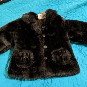 NWOT black faux fur baby coat